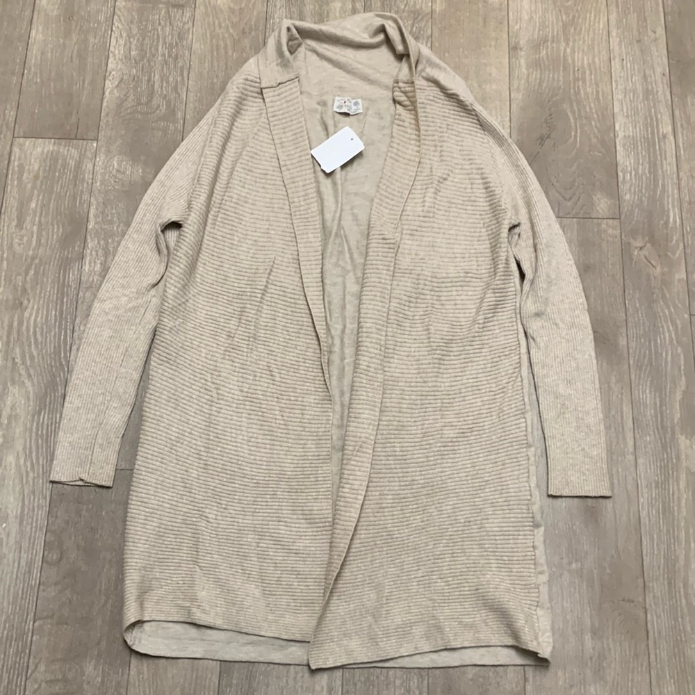 Womens Poof! Apparel Ribbed Sleeve Open‎ Front Cardigan Sweater